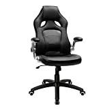 SONGMICS Fauteuil gamer Fauteuil de bureau, Accoudoirs pliables, Dossier haut, Hauteur réglable, Ergonomique, Noir,OBG62B