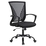 SONGMICS Fauteuil de Bureau, Chaise Ergonomique, pivotant, réglable en Hauteur, mécanisme d’Inclinaison, siège et Dossier en Toile Respirante, Bureau, Charge 120 kg, Noir OBN22BK