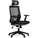 Aiidoits Chaise de Bureau, Fauteuil de Bureau, Soutien Lombaire Ajustable, Hauteur Accoudoirs Appui-tête Réglables, Dossier Ergonomique Inclinable en Maille, Siège Pivotant à roulettes, Charge 150 kg