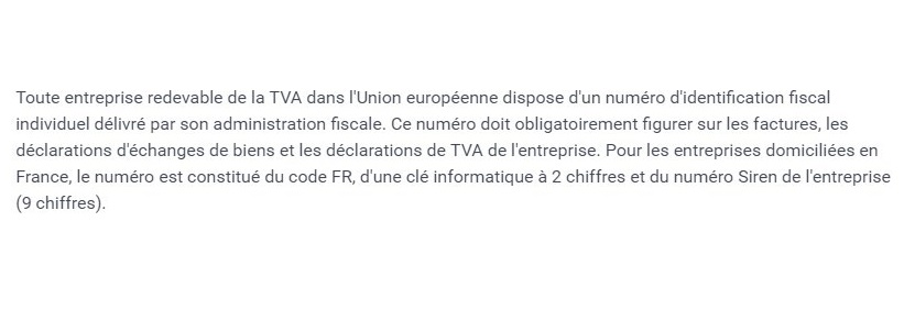 Le numéro intracommunautaire d’une entreprise